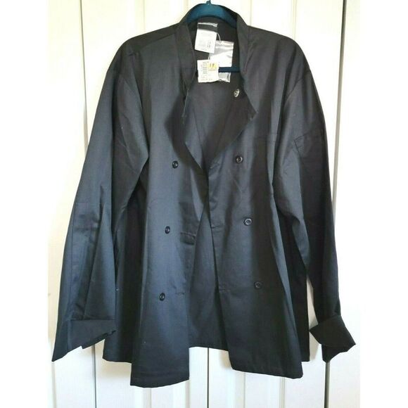 UA‎ Uniforms Chefs Jacket Shirt Black Double Button Size Large NWT - Picture 1 of 7